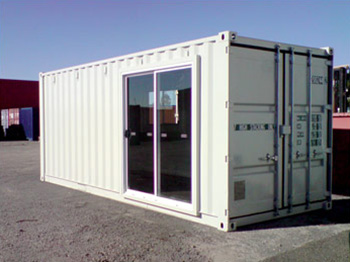 Site shed with sliding door